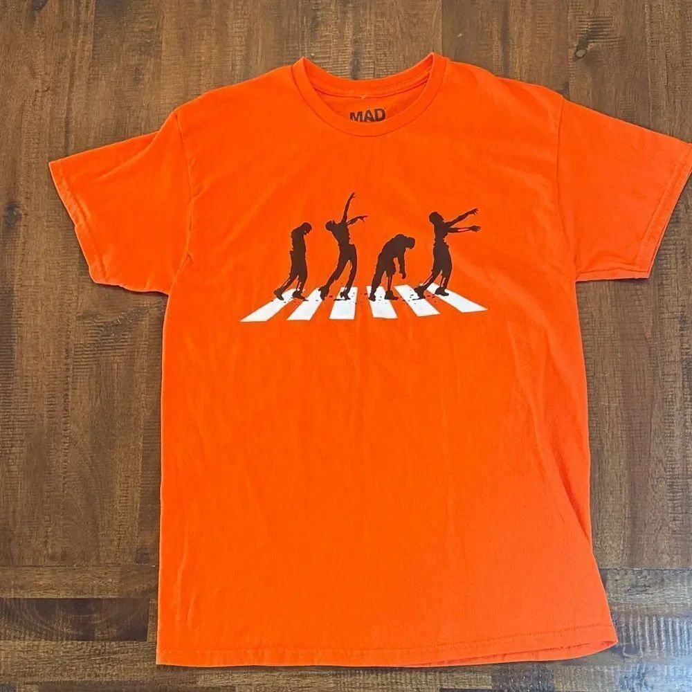 MAD Engine Abbey Road Zombie Theamed Orange Graphic Tee